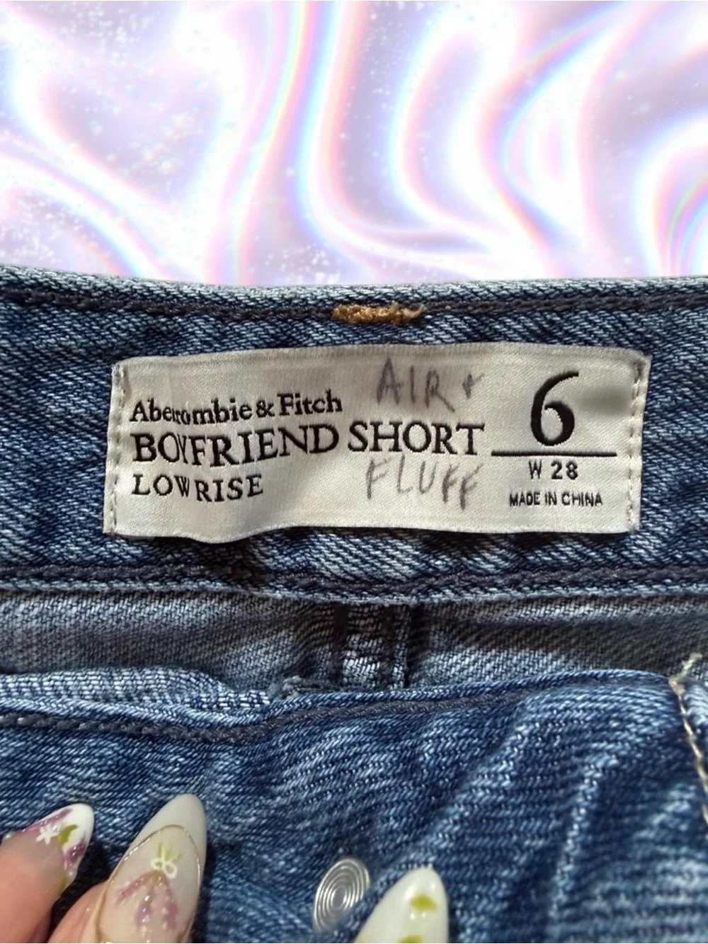 American Eagle Outfitters Distressed Rolled Hem Jean Shorts - Denim Blue
